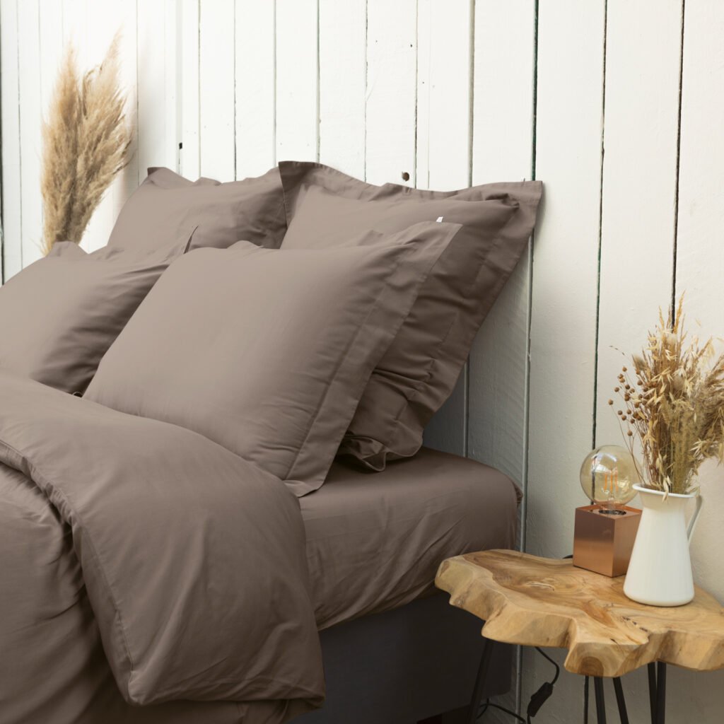 cotton sateen oxford edge pillowcase taupe 1