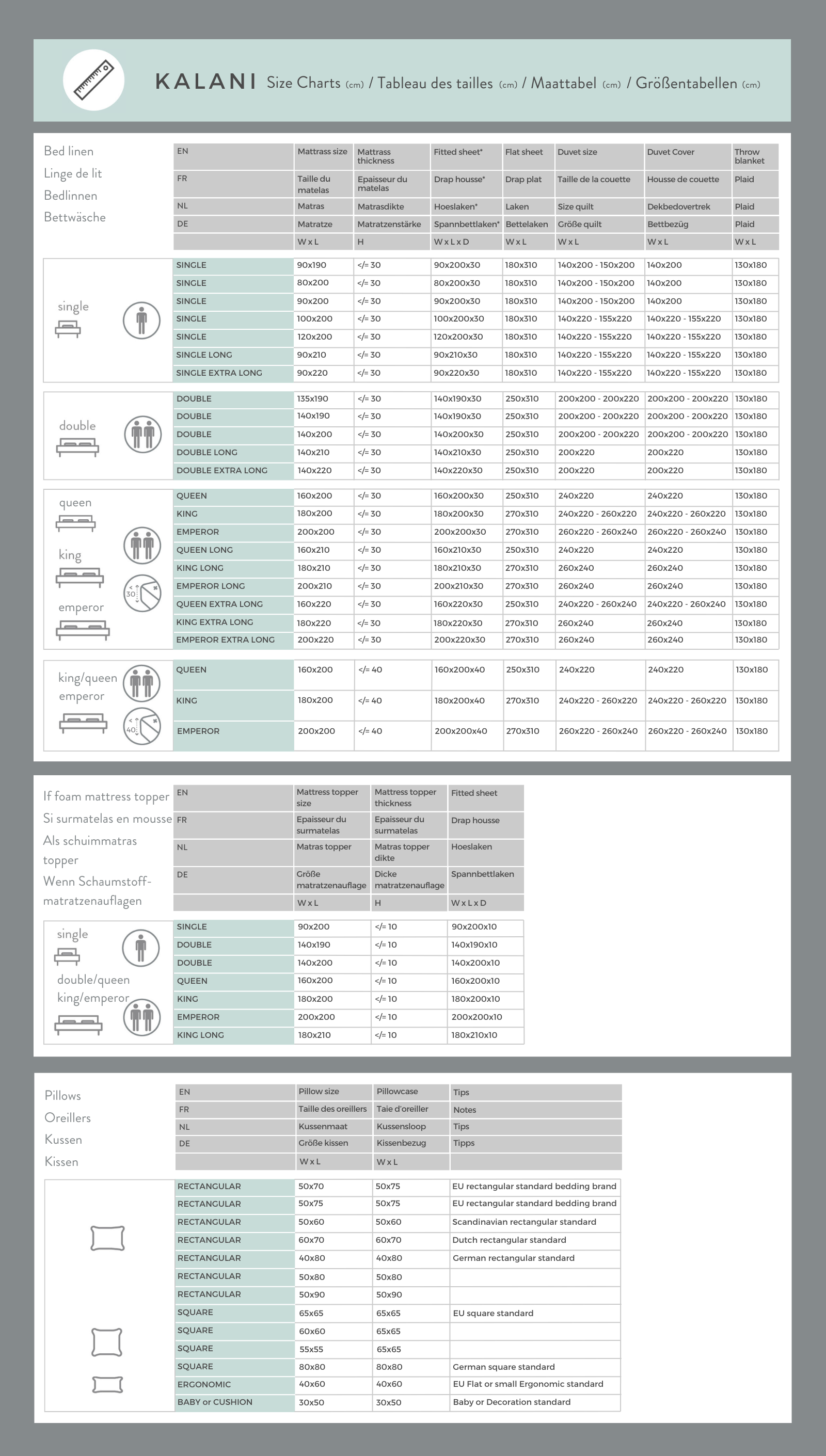 Kalani Size Guide