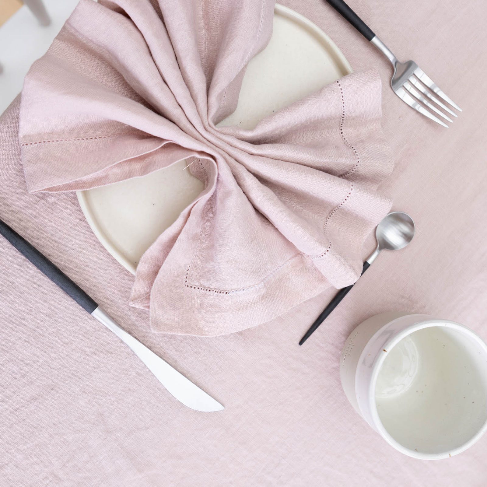 Location serviettes de table rose pâle (tissu aspect coton