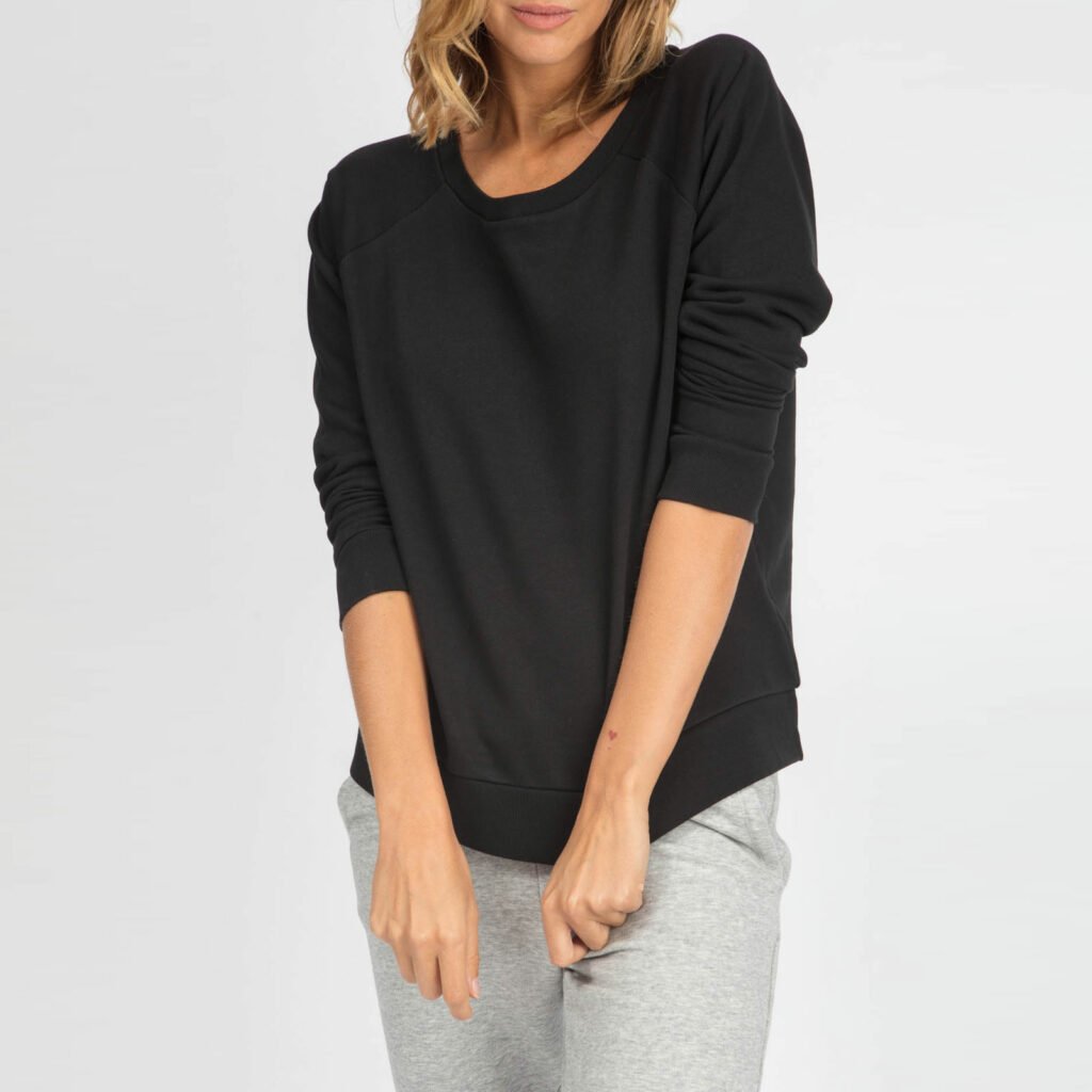 sweat women organic w crewneck pullover organic w crewneck pullover black 1